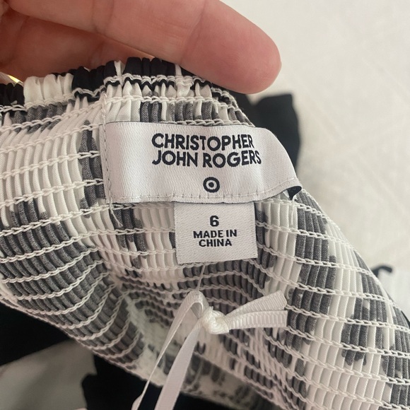 Christopher John Rogers White & Black Cotton Floral Dress - Picture 4 of 5